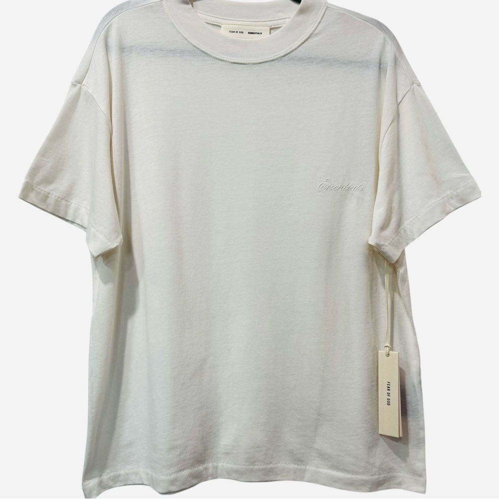 NWT Fear of God Essentials Embroidered Essential Ivory Tee‎ Shirt Unisex Medium